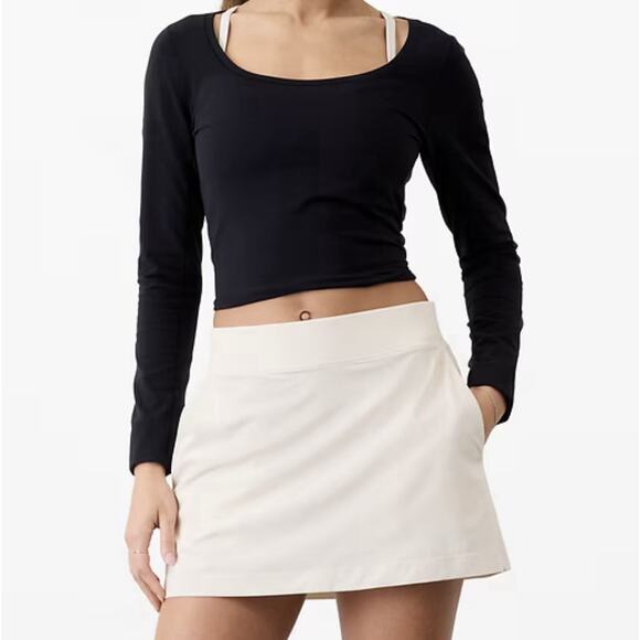 ATHLETA Sz 10 Brooklyn Mid Rise 16” Skort Beige Abalone 657678 Women's Skirt - Picture 1 of 13